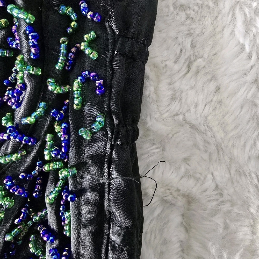 Victoria's Secret VTG Gold Label Black Corset Blue Green Beaded Bra Bustier Med - Picture 16 of 16